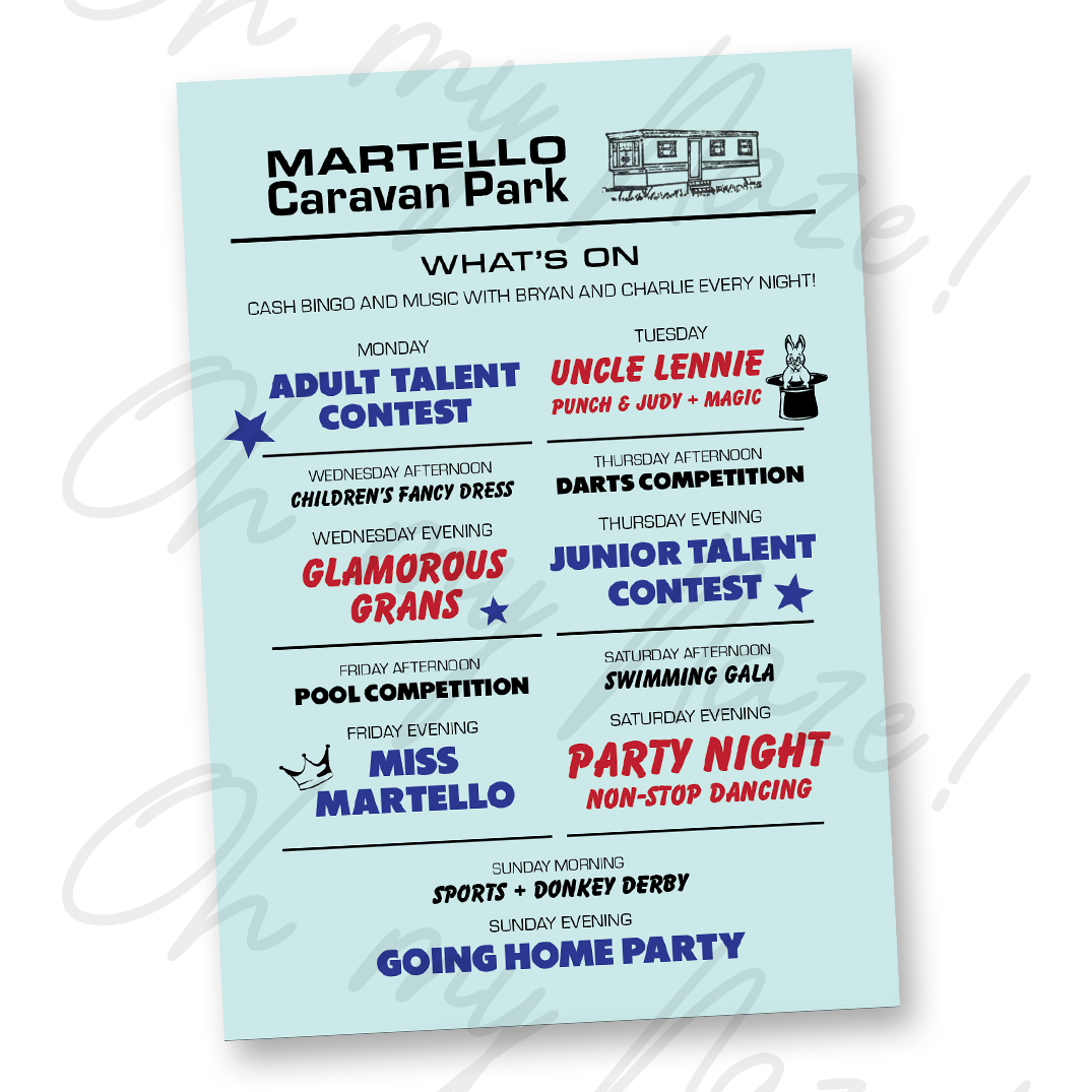 Martello Caravan Park - Weekly Entertainment - art print