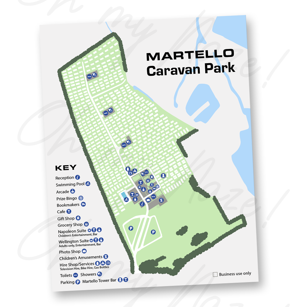 Martello Caravan Park site map - art print