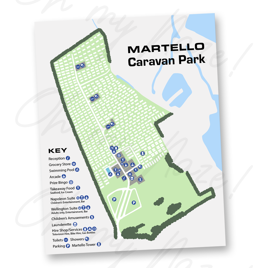 Martello Caravan Park site map  - art print