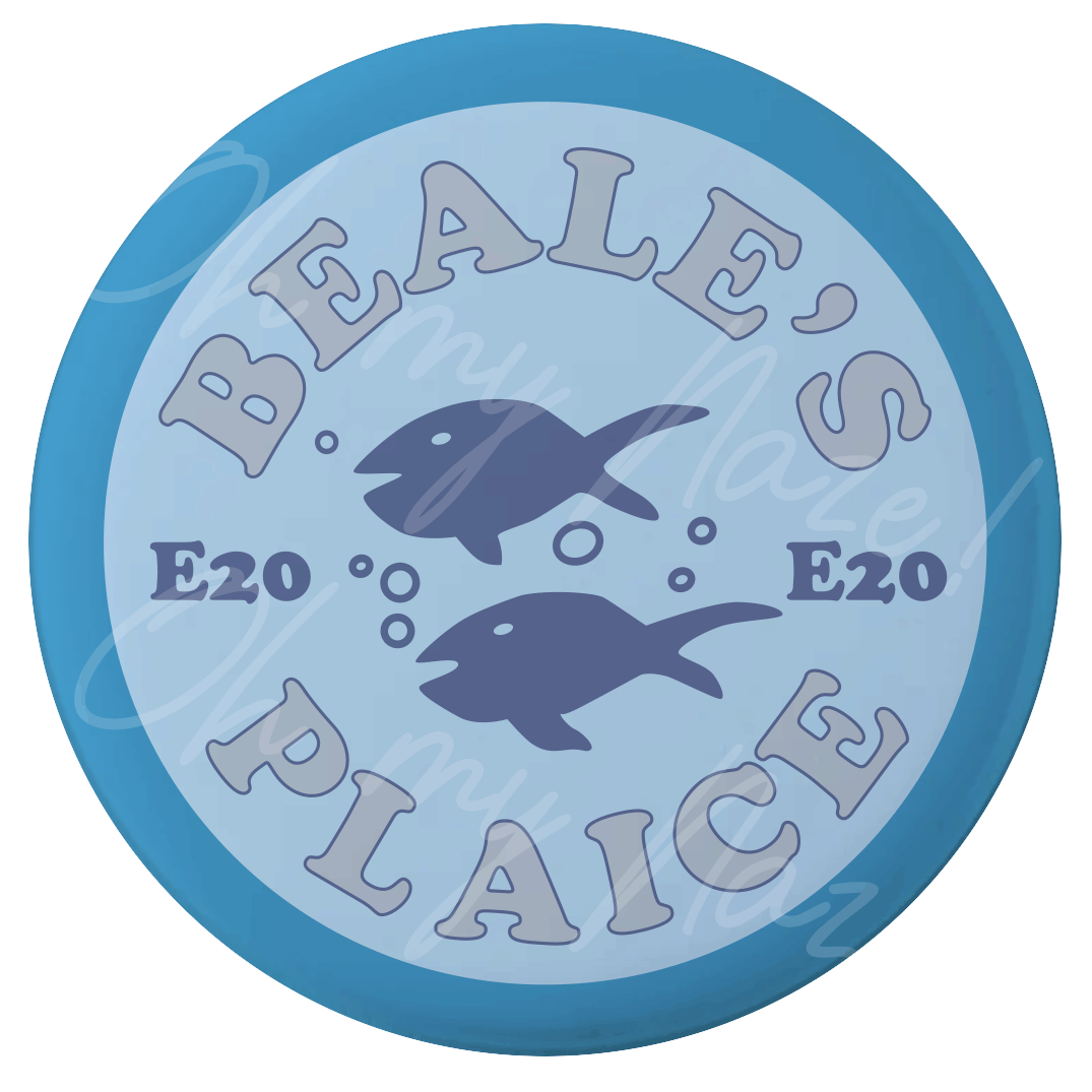 Beale's Plaice / Beale's Eels - Eastenders inspired - badge, keyring, coaster, pocket mirror, bottle opener, fridge magnet