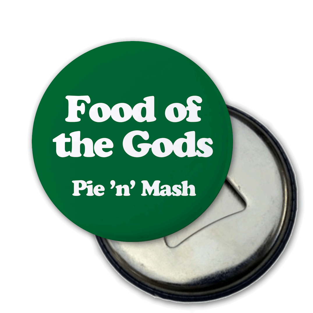 Double Double / Food of the Gods  - Pie and Mash - badge, keyring, coaster, pocket mirror, bottle opener, fridge magnet