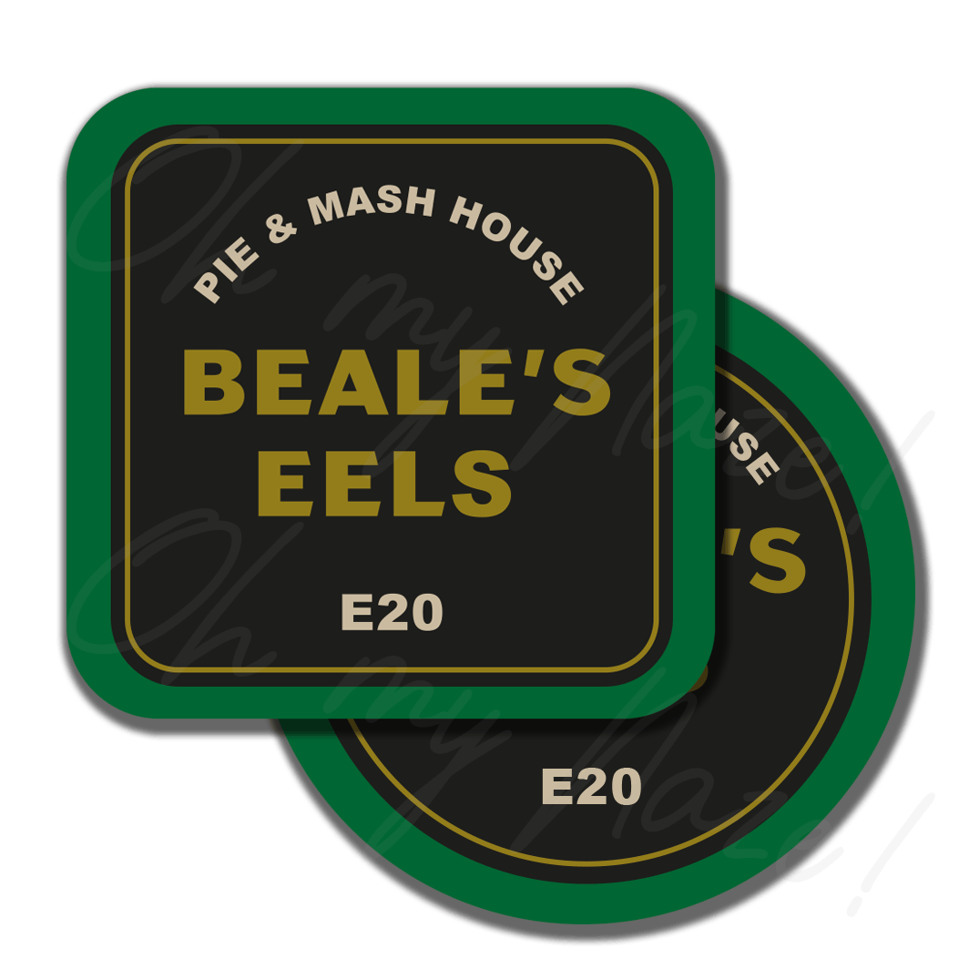 Beale's Plaice / Beale's Eels - Eastenders inspired - badge, keyring, coaster, pocket mirror, bottle opener, fridge magnet