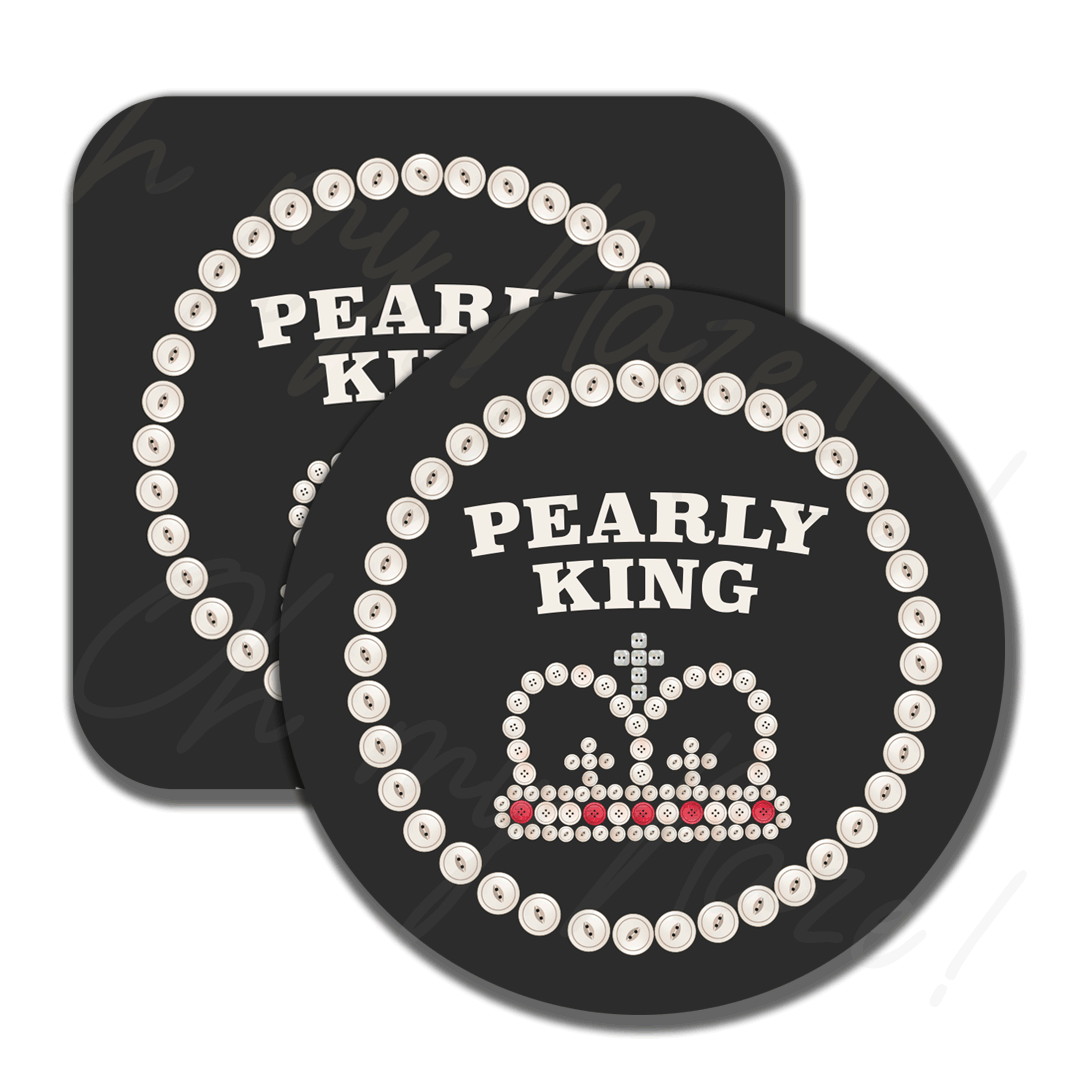 Pearly King/Queen - badge, rosette, keyring, coaster, pocket mirror, bottle opener, mug, fridge magnet