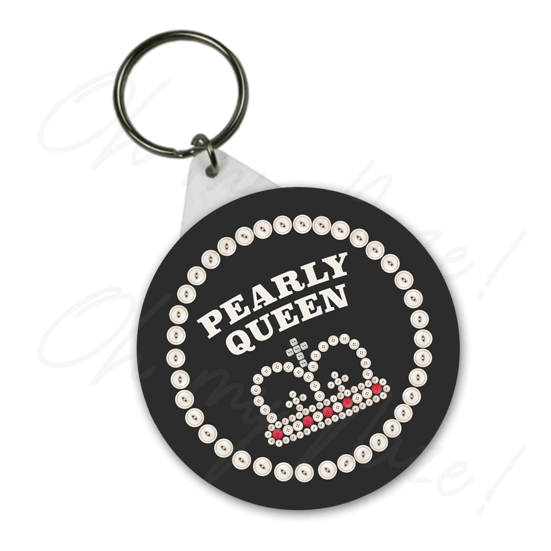 Pearly King/Queen - badge, rosette, keyring, coaster, pocket mirror, bottle opener, mug, fridge magnet