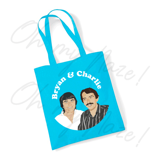 Bryan and Charlie (faces) tote bag