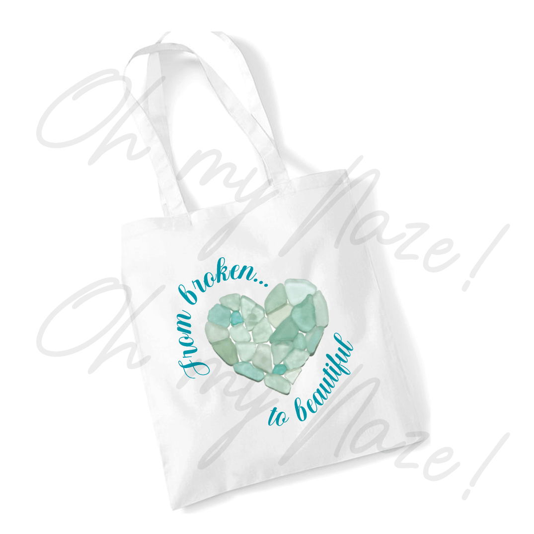 Broken to Beautiful tote bag