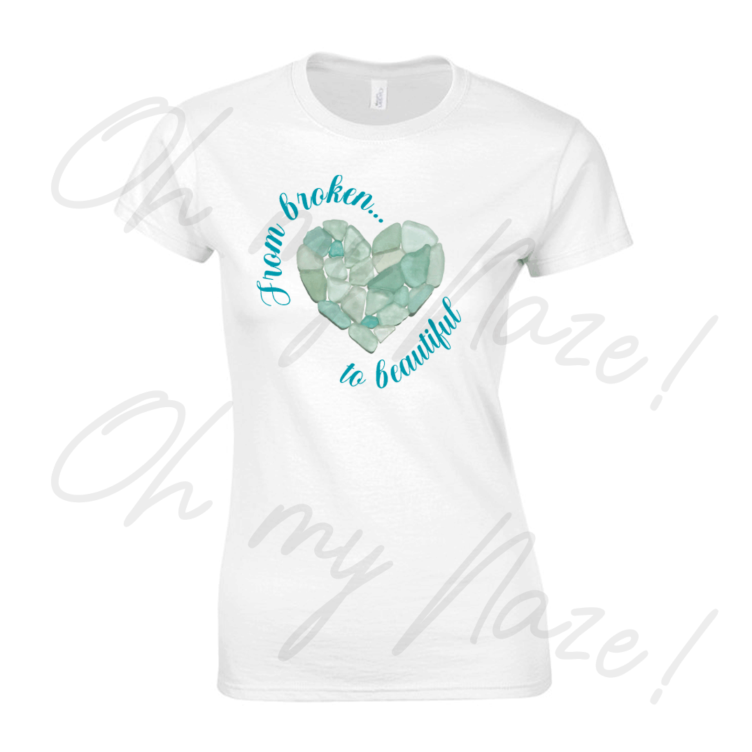 Broken to Beautiful seaglass t shirt